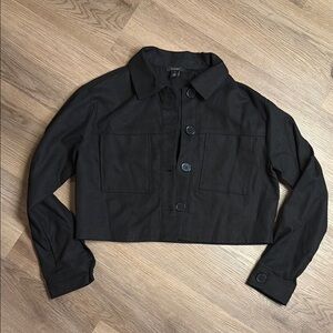 Halogen Black Utility Jacket Cropped Collared Design